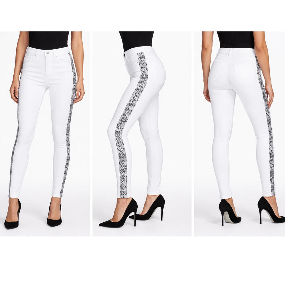 NWT GOOD AMERICAN | SZ 0/25 | White Snakeskin Skinny Jeans High Rise MSRP $179 - Picture 9 of 9